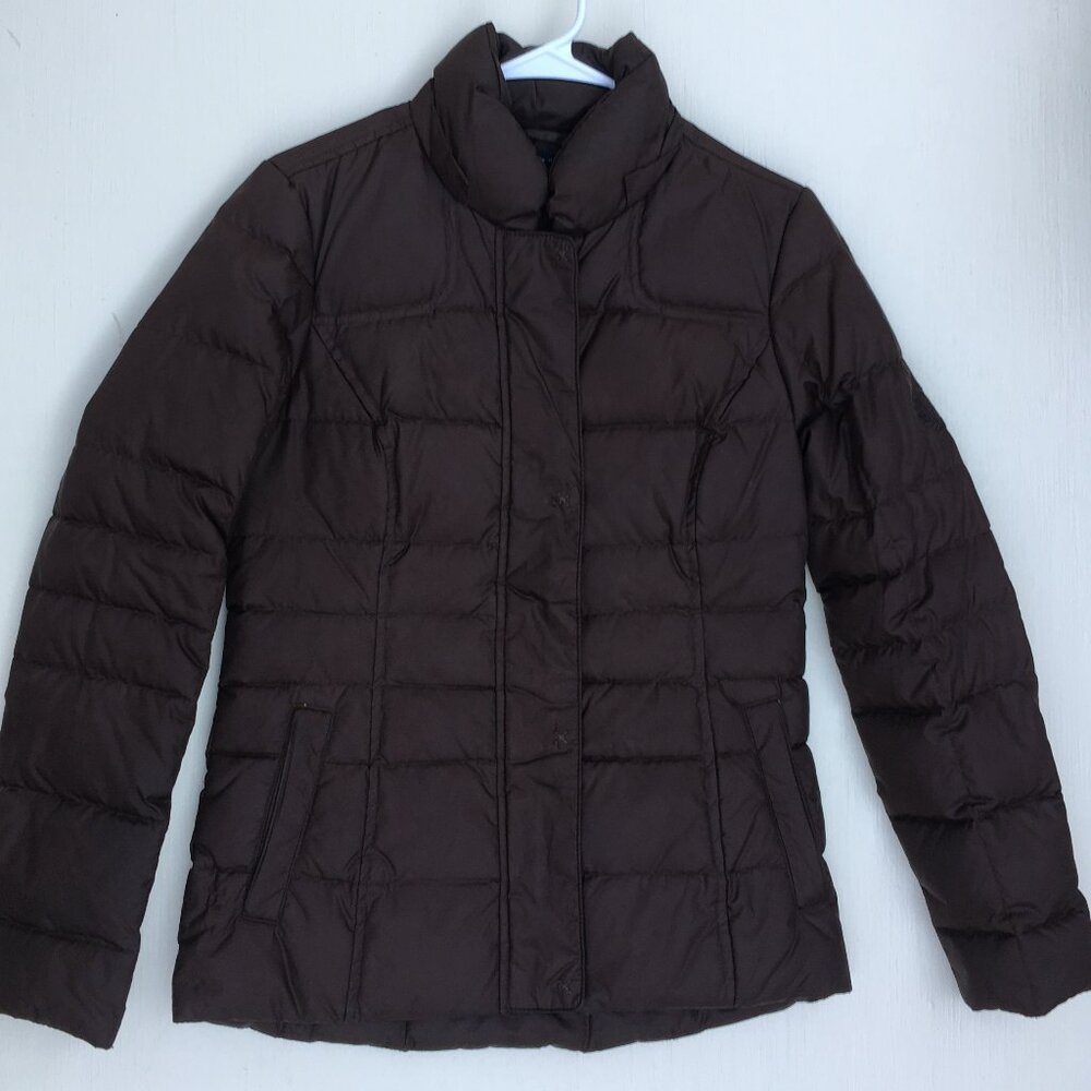 women's xs down coat brown tommy hilfiger